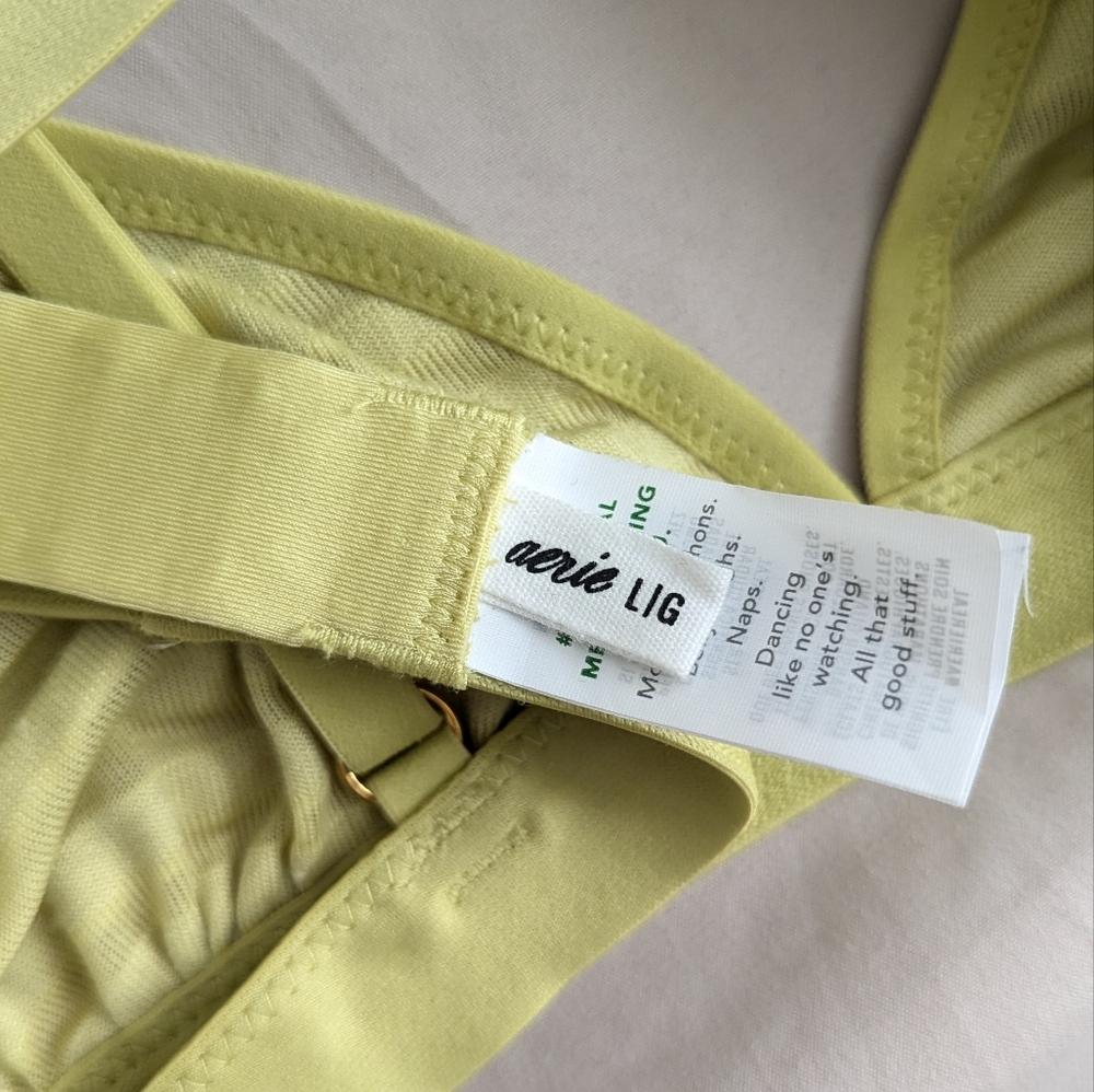 New Aerie Velvet Mesh Stripe Triangle Bralette‎ Bra Large NWT - Picture 6 of 6